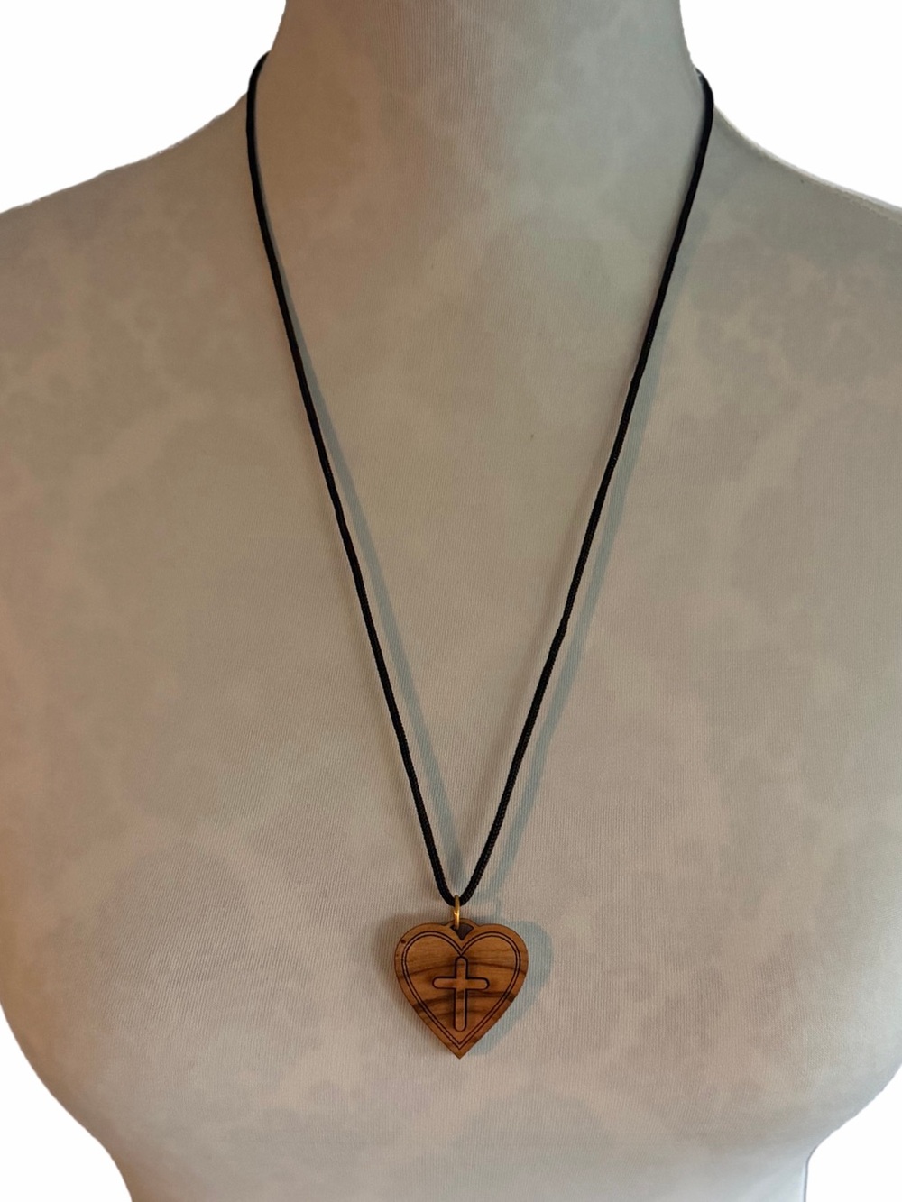 Faith Cross Heart Wooden Pendant Necklace | Christian Inspirational Jewelry